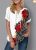5XL Plus Size Women Clothing Short Sleeve T-Shirts Fashion Flower Print Bandage V-Neck Summer Tee Loose Casual Lady 2020 T-Shirt
