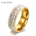 CACANA Stainless Steel Rings For Women 3 Row Fashion Jewelry Wholesale NO.R76